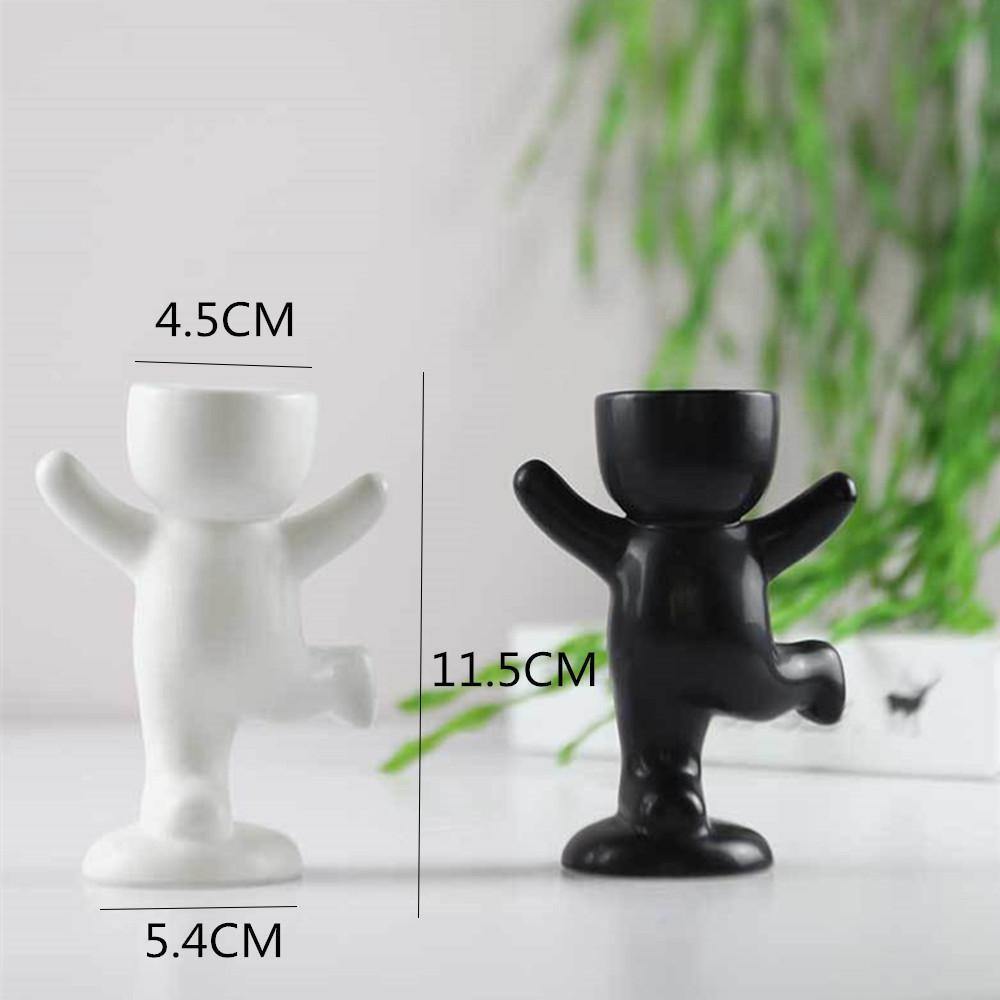 Cache-pot Céramique – Petit Personnage Assis pour Plantes Succulentes