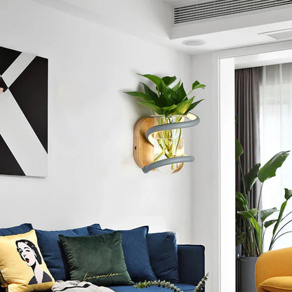 Applique Murale Vase LED Bois, 10W, Design Nordique