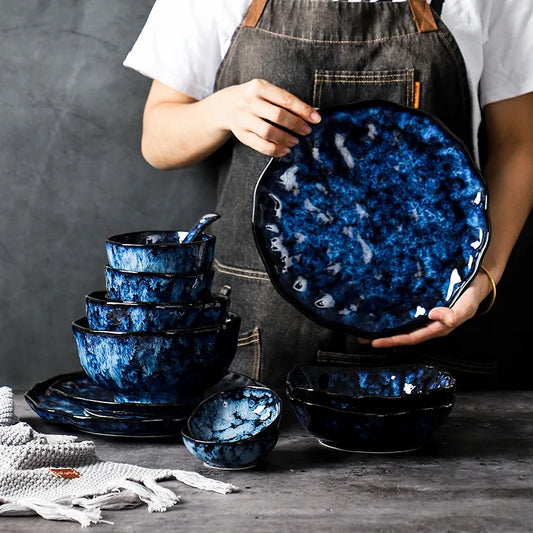 Ensemble de Dîner 10 Pièces Blue Nebula – Élégance Céleste pour Vos Repas Quotidiens