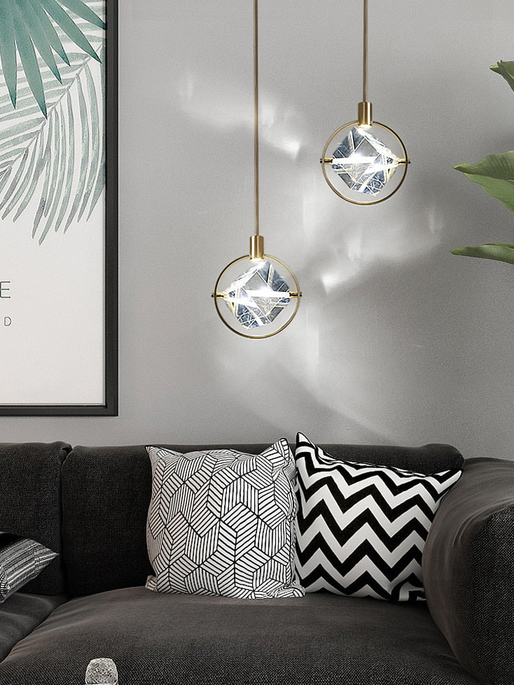 Suspension Cristal & Acier Poli, Design Kimberlite