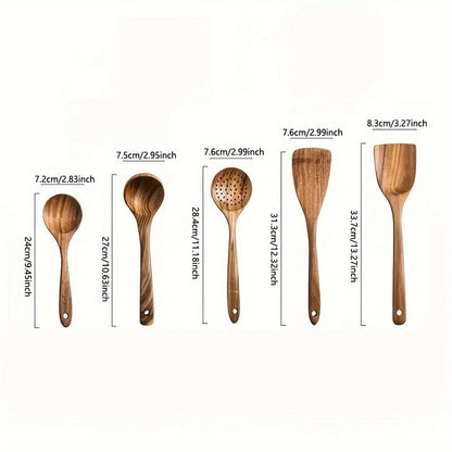 Set d'Ustensiles de Cuisine en Bois – 5 Pièces Élégantes et Durables NordicChef