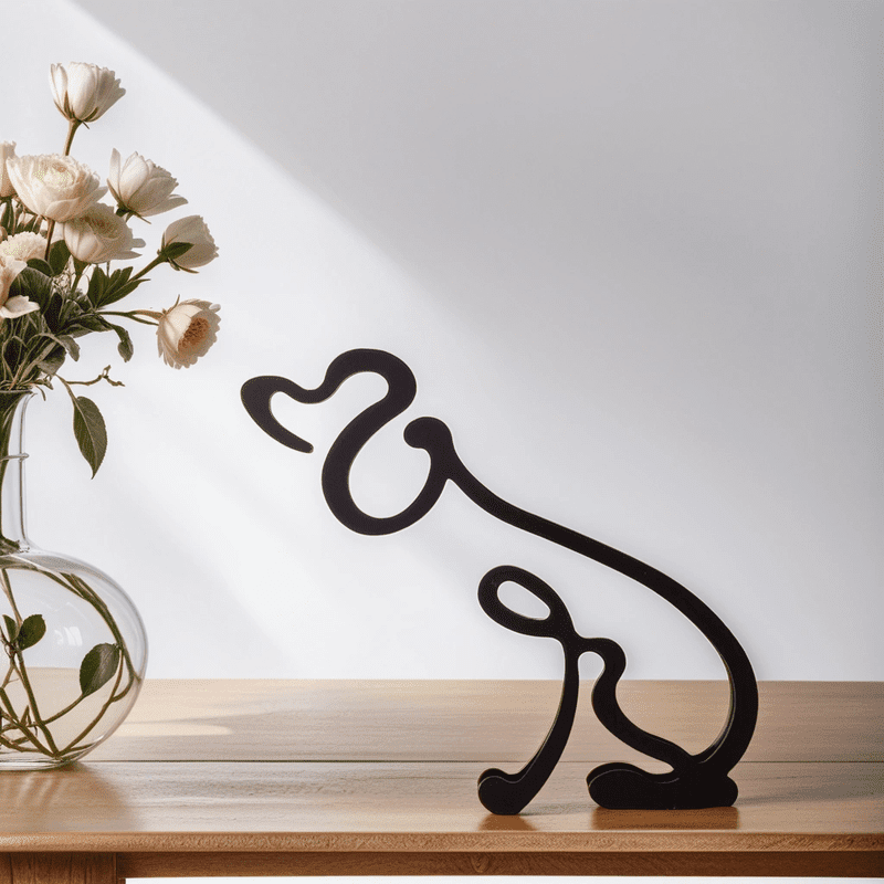 Sculptures de chiens | Art abstrait métallique | Accent artistique pour votre intérieur