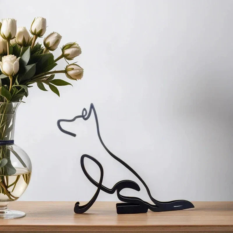Sculptures de chiens | Art abstrait métallique | Accent artistique pour votre intérieur