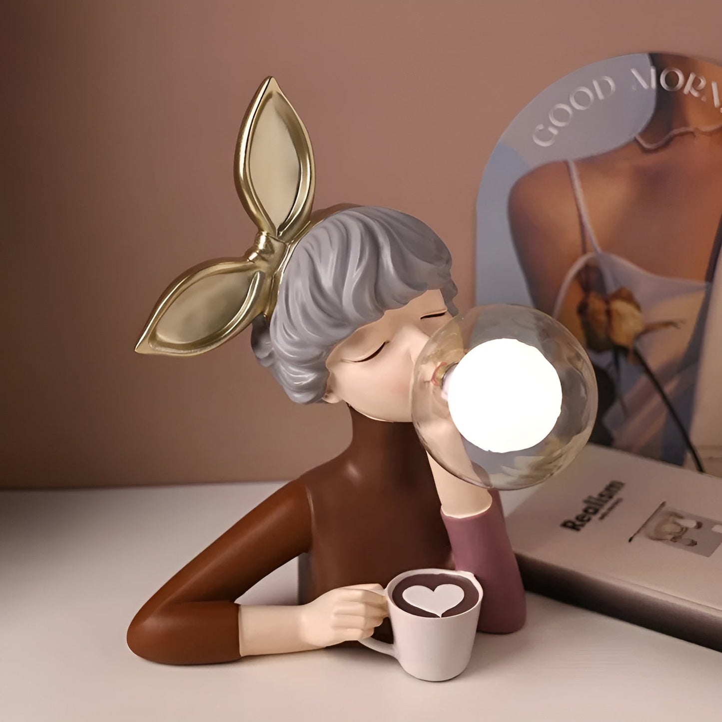 BubbleFairies Lampe de Table | Charmant Quartet de Statues de Filles Cartoon