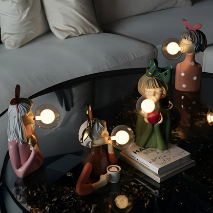 BubbleFairies Lampe de Table | Charmant Quartet de Statues de Filles Cartoon