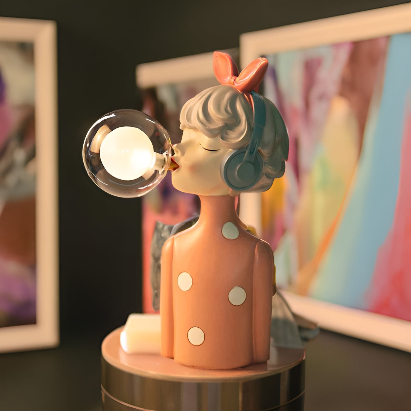 BubbleFairies Lampe de Table | Charmant Quartet de Statues de Filles Cartoon