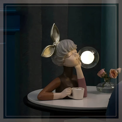 BubbleFairies Lampe de Table | Charmant Quartet de Statues de Filles Cartoon