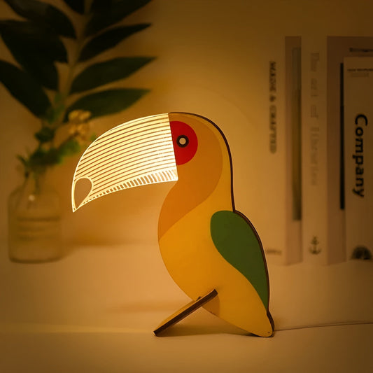 Wildlife Lampe - Lampe de Table LED en Bois et Acrylique avec Design Animal