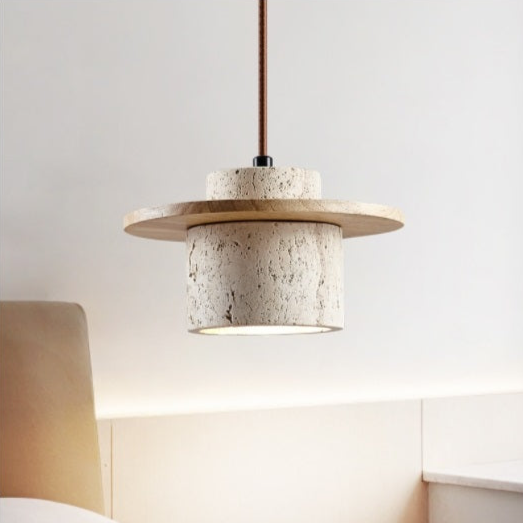 Suspension Travertine | Éclairage Élégant en Pierre Naturelle