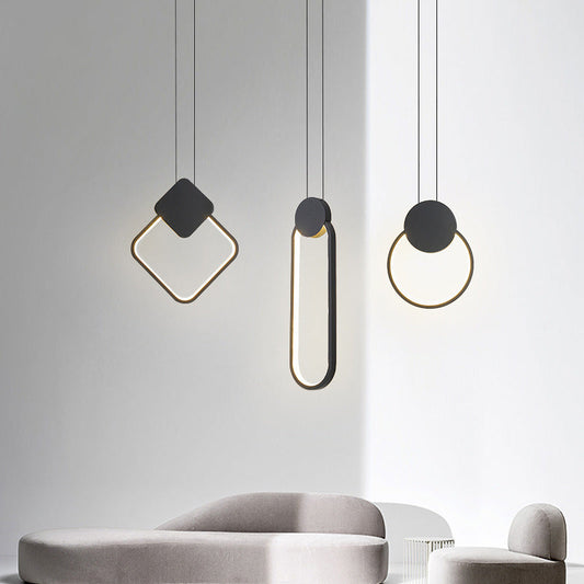 Suspension LED Noire Moderne Formes Géométriques