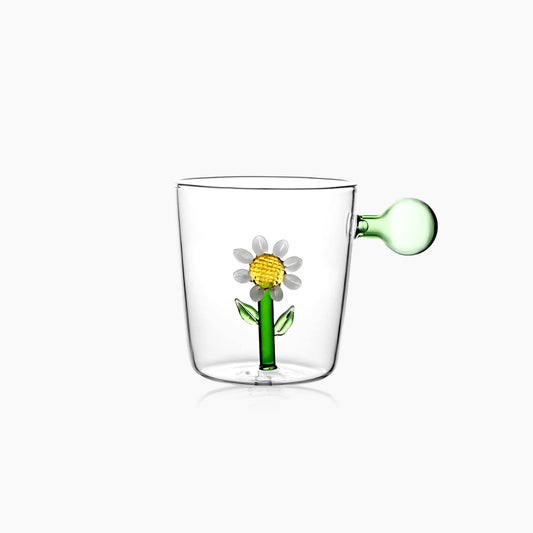 Mug en Verre Ichendorf avec Base Ornementale et Poignée Colorée – Élégance et Originalité Quotidienne