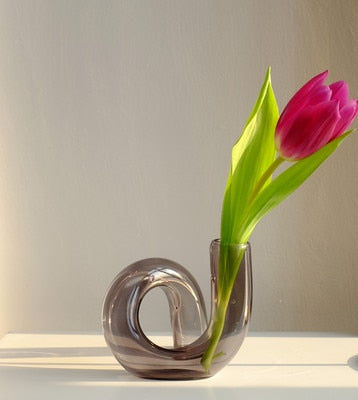 Vase Boucle en Verre Borosilicaté – Soliflore & Bougeoir Design