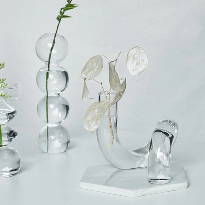 Vase Hydroponique et Porte-Bougie – Design Artistique en Verre