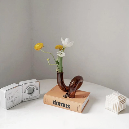 Vase Boucle en Verre Borosilicaté – Soliflore & Bougeoir Design