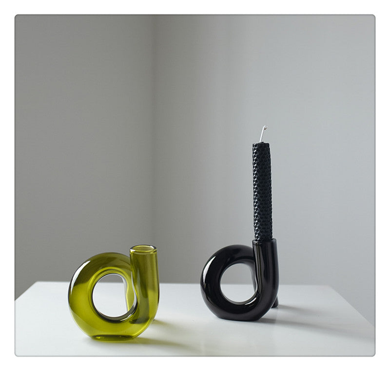 Vase Hydroponique et Porte-Bougie – Design Artistique en Verre