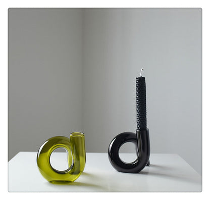 Vase Hydroponique et Porte-Bougie – Design Artistique en Verre