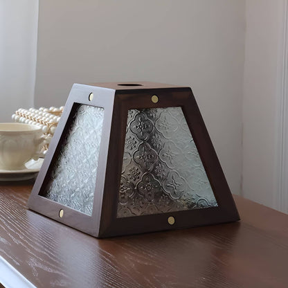 Plafonnier Rustique Bois et Verre Coloré Style Industriel