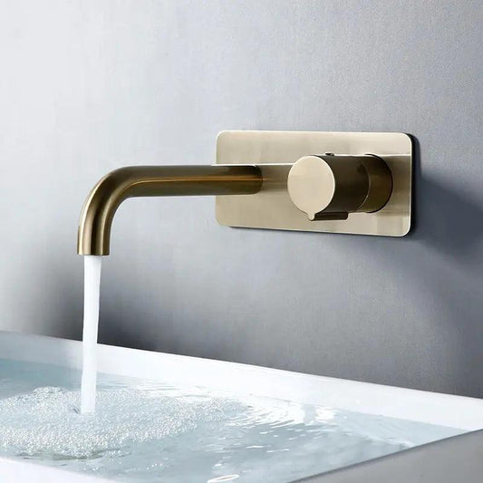 Mitigeur Mural Lavabo Or Brossé Salle de Bain Design