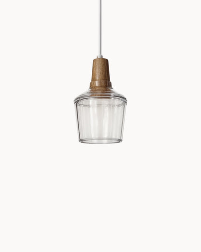 Suspension Nordique Moderne en Verre avec Socle en Bois