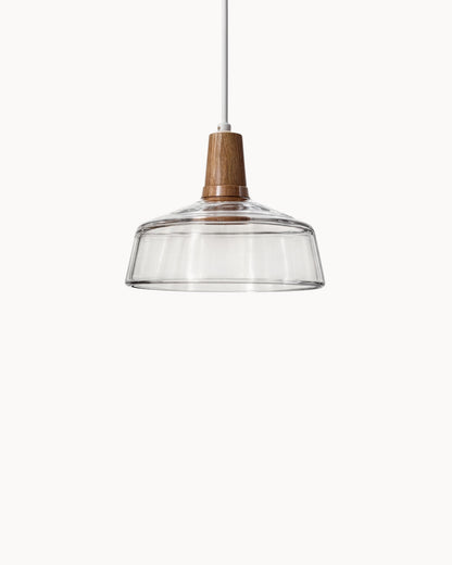 Suspension Nordique Moderne en Verre avec Socle en Bois