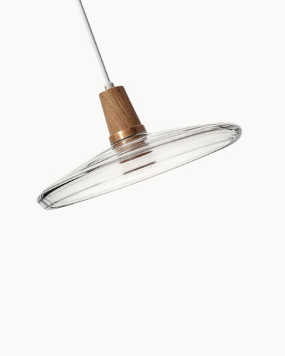Suspension Nordique Moderne en Verre avec Socle en Bois