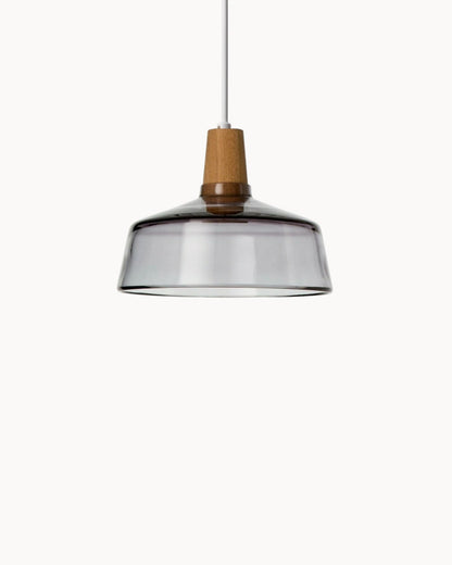 Suspension Nordique Moderne en Verre avec Socle en Bois