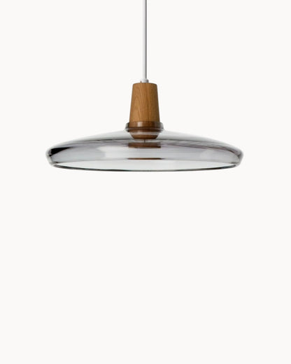 Suspension Nordique Moderne en Verre avec Socle en Bois