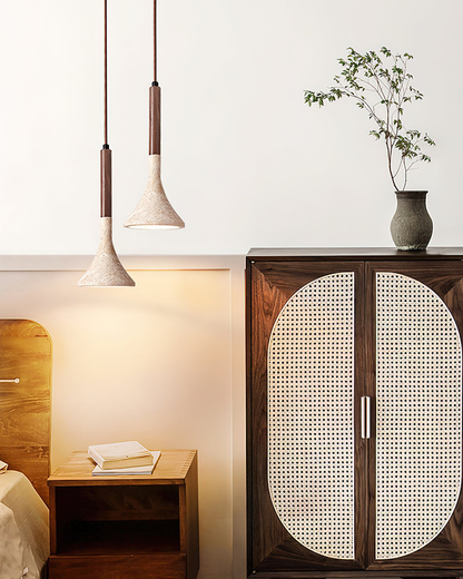 Suspension en Travertin Le Clairon – Éclairage Élégant et Naturel