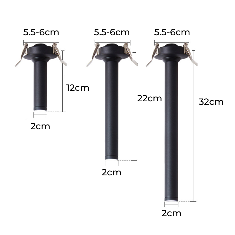 Spot LED Plafond Cylindre Long, 7W, 3 Tailles
