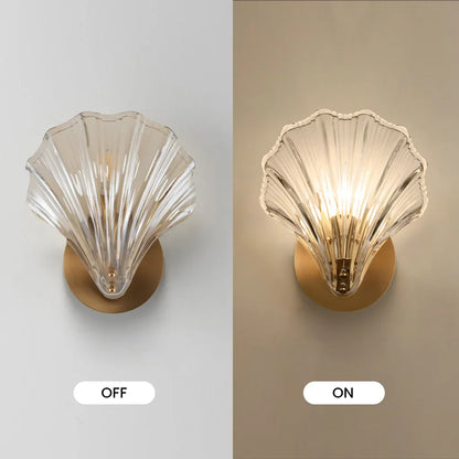 Luis – Applique Murale Coquillage en Verre et Laiton pour Ambiance Élégante