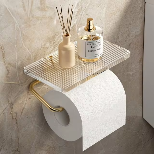 Support de papier toilette Lux avec étagère intégrée – Élégance et fonctionnalité pour votre salle de bain