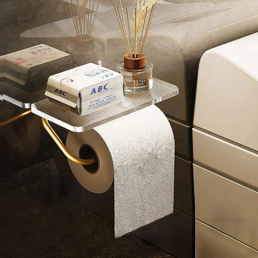 Support de papier toilette Lux avec étagère intégrée – Élégance et fonctionnalité pour votre salle de bain