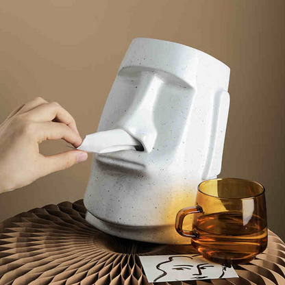 Boîte à Mouchoirs Moaï Céramique, Design Nordic