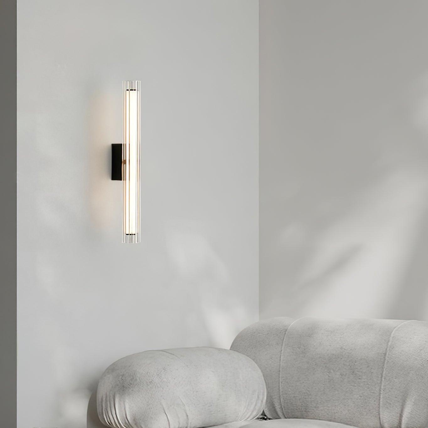 Applique Murale Moderne LED – Verre Texturé & Métal Noir