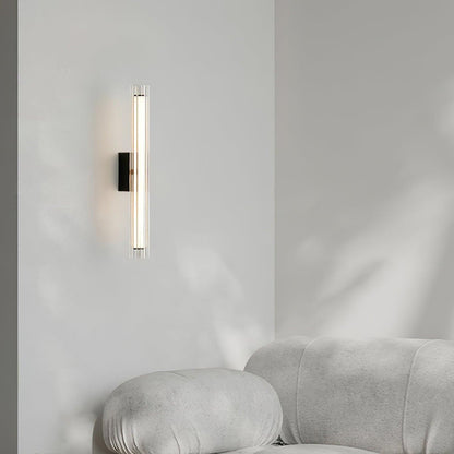 Applique Murale Moderne LED – Verre Texturé & Métal Noir