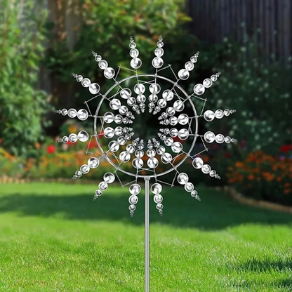 Sculpture de Jardin Cinétique à Double Rotation – Élégance Hypnotique au Gré du Vent