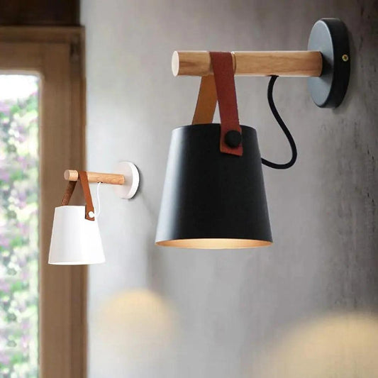 Applique Murale Bois Fer Nordic Chambre Plug-in/Murale