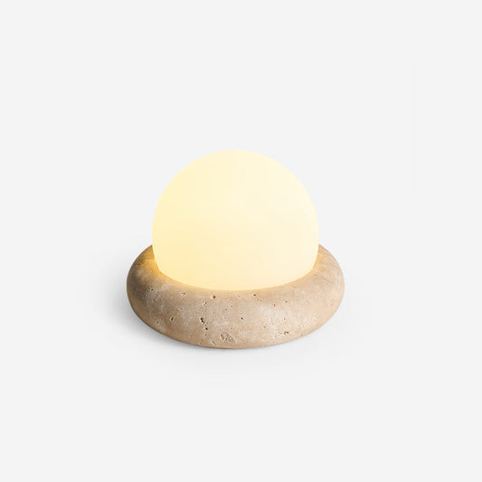 Lampe de Table LED Œuf Rechargeable sur Base en Pierre
