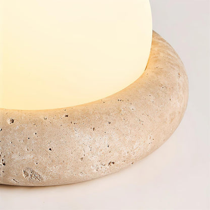 Lampe de Table LED Œuf Rechargeable sur Base en Pierre