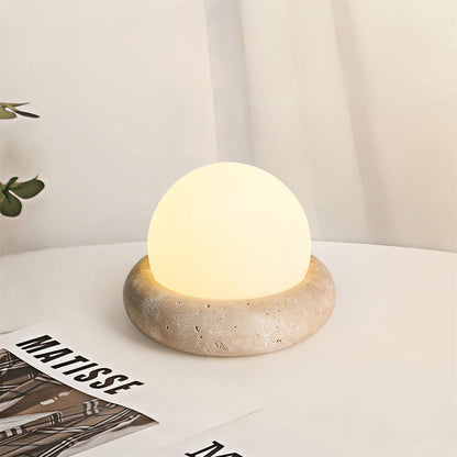 Lampe de Table LED Œuf Rechargeable sur Base en Pierre