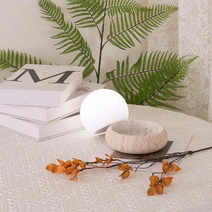 Lampe de Table LED Œuf Rechargeable sur Base en Pierre
