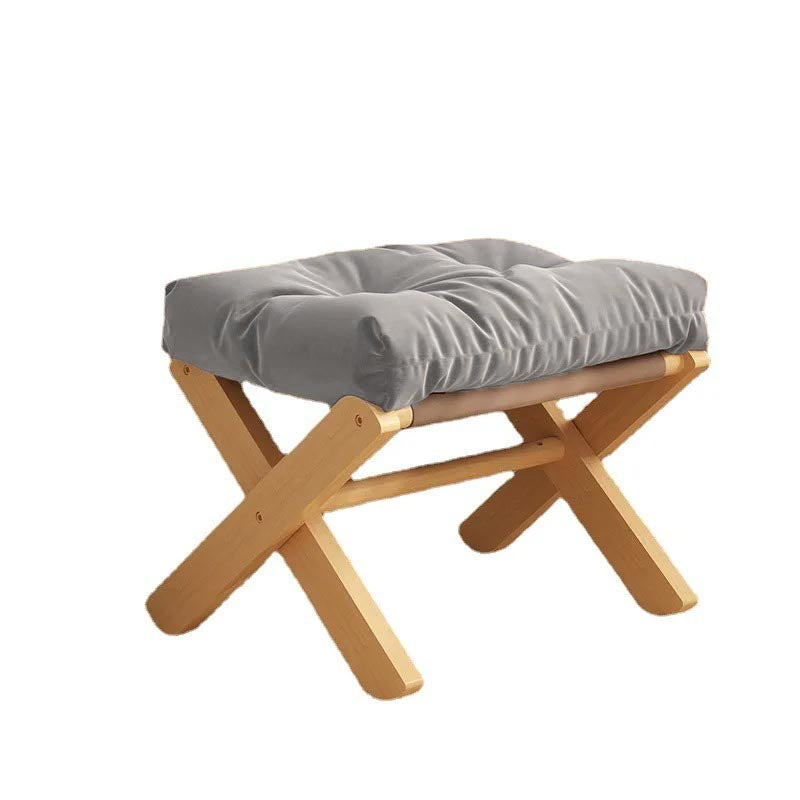 Tabouret Repose-Pieds Nordique Pliable, Bois & Coussin