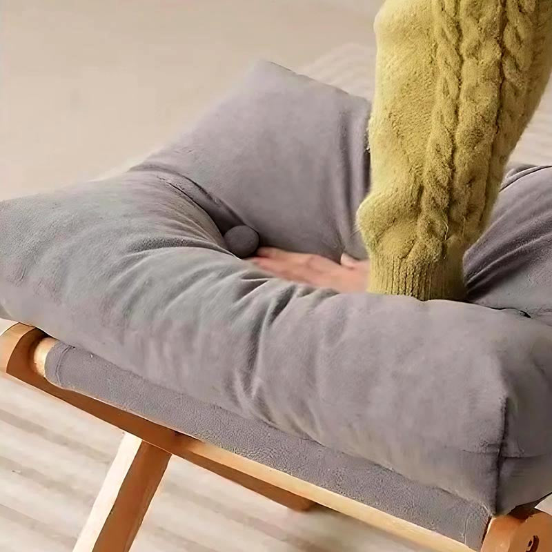 Tabouret Repose-Pieds Nordique Pliable, Bois & Coussin