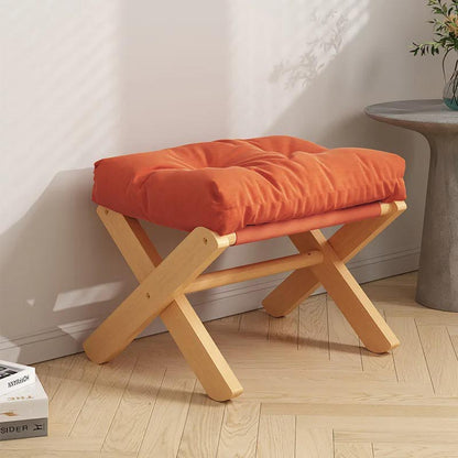Tabouret Repose-Pieds Nordique Pliable, Bois & Coussin