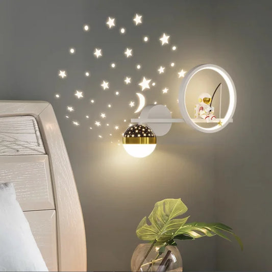 Applique Murale Enfant, Design Lune et Étoiles, Lumière Douce