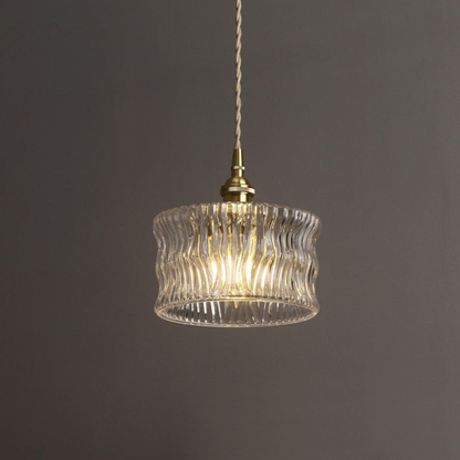 Modern Japanese Style – Suspension en Verre Texturé et Détails en Laiton