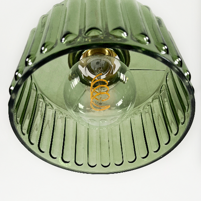 Modern Japanese Style – Suspension en Verre Texturé et Détails en Laiton
