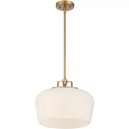 Suspension 3 Lampes Opale & Laiton, Verre Blanc 38cm, Cuisine