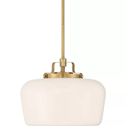 Suspension 3 Lampes Opale & Laiton, Verre Blanc 38cm, Cuisine