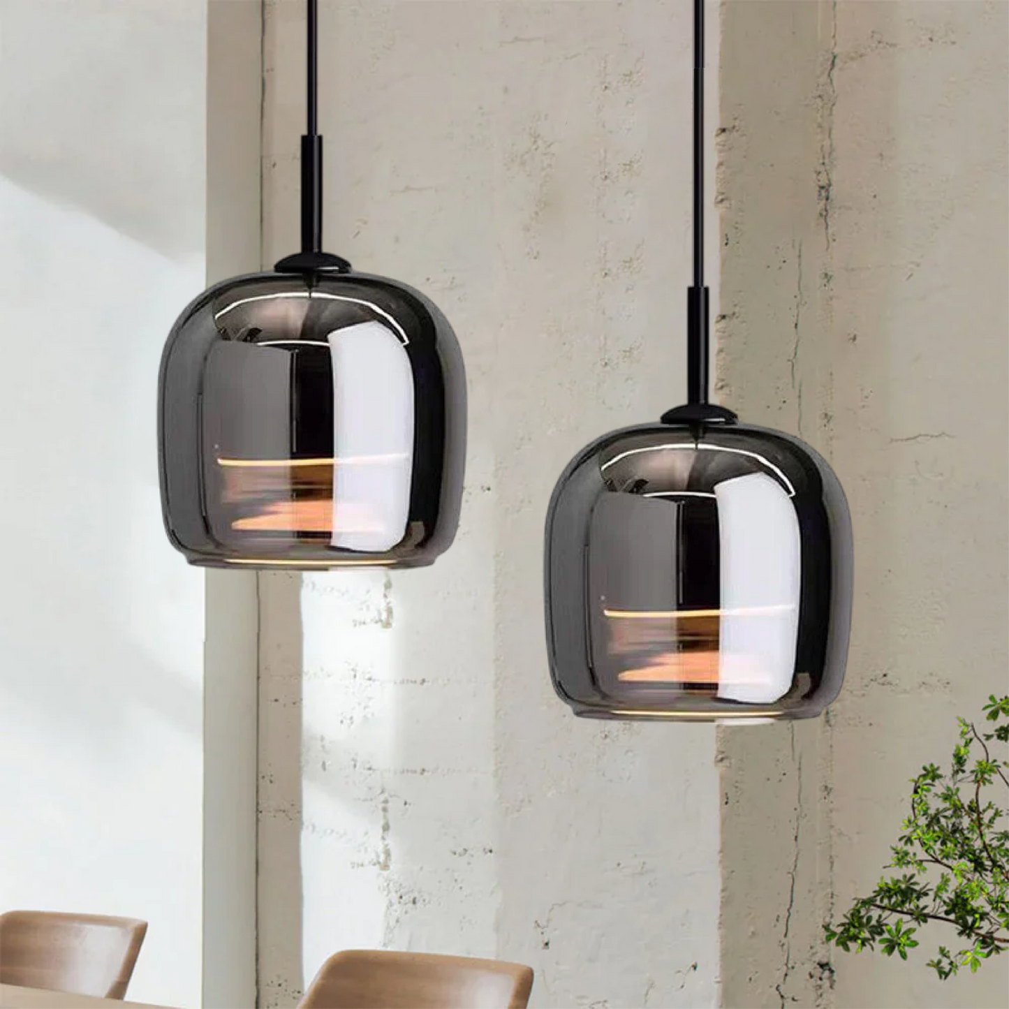 Suspension Nordique en Verre Noir | Design Élégant et Moderne
